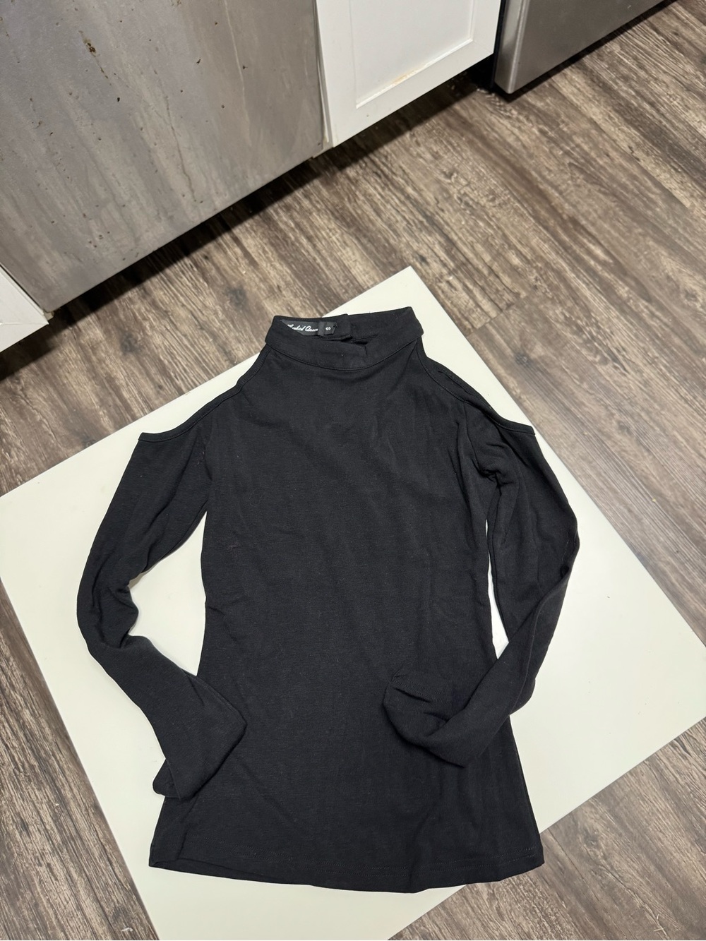 Black Cold-Shoulder Long Sleeve Top by Michael Stars